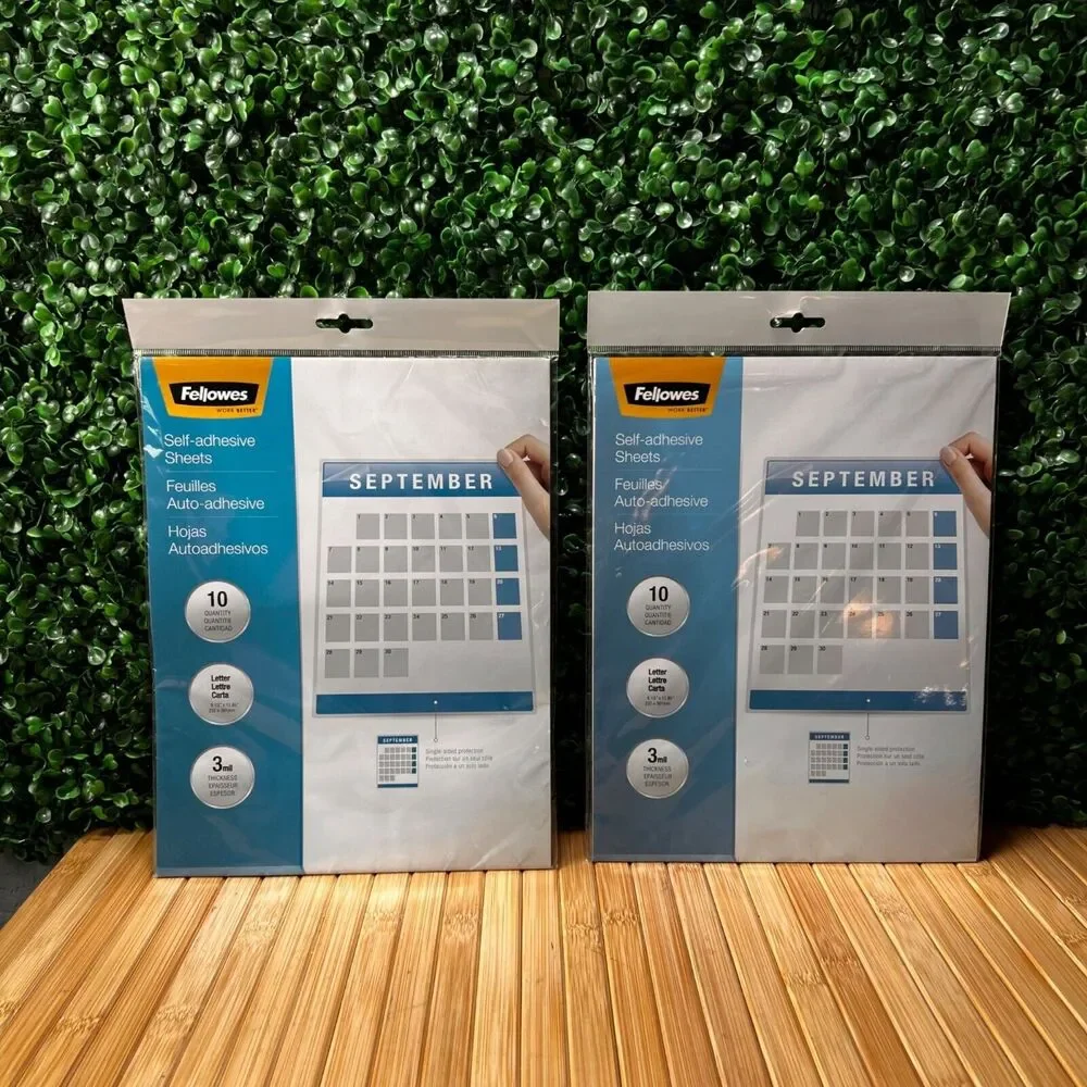 New LOT of 2 Fellowes Self-Adhesive 3 mil Laminating Sheets 9